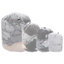 Unique Bargains - Practical 4pcs Mesh Laundry Bag Coarse Drawstring Net with S M L XL Sizes for Washing Machine and Home Travel Storage - White
