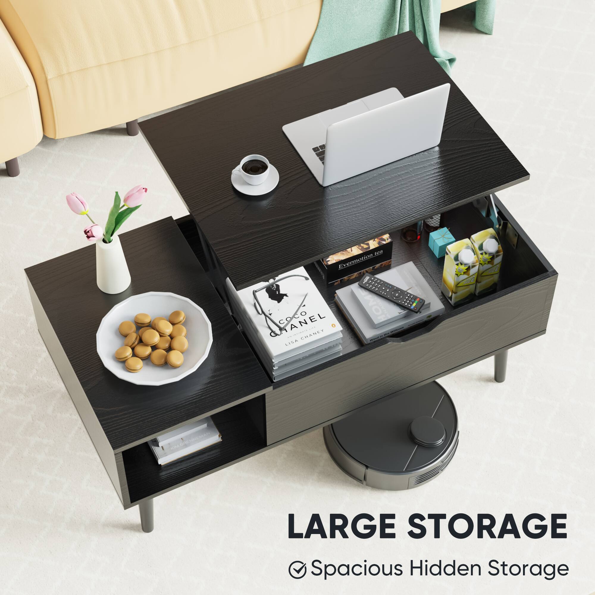 XNR for AOR 11. COCO CO ANEL HOM EHANET .... LARGE STORAGE Spacious Hidden Storage