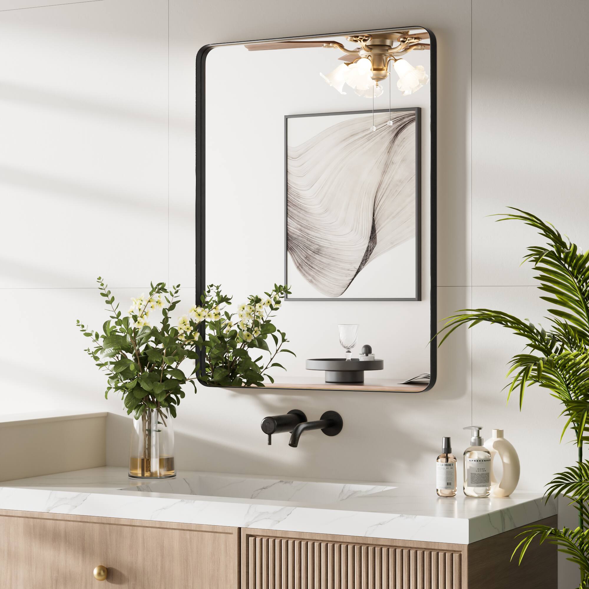 Alt View 1. PAIHOME - Black Metal Framed Bathroom Mirror for Wall, Vanity Mirror for Modern Decorative - 20" x 28".