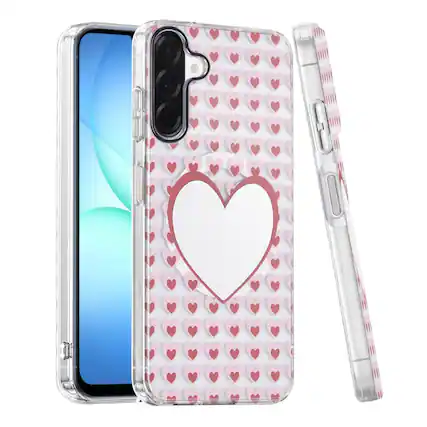 Front. Kitcheniva - IMD Dual Layer Magnetic Circle Cover Phone Case With Tempered Glass For Samsung Galaxy A17 5G Mirror With Hearts - Mirror With Hearts.