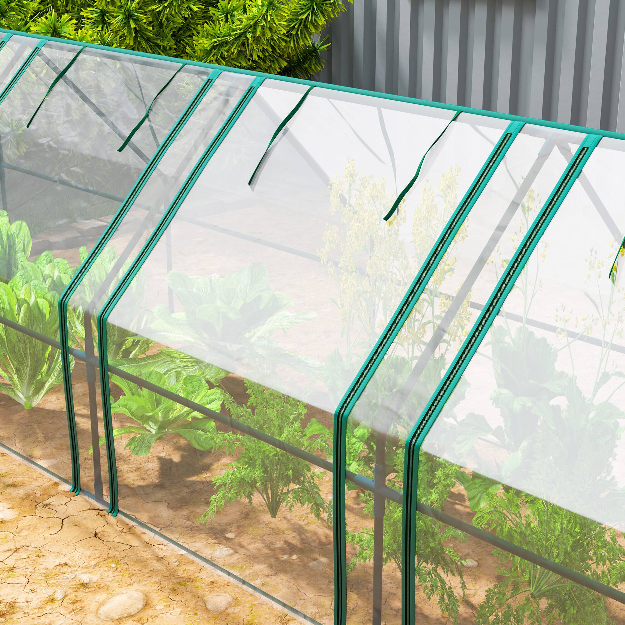 Alt View 8. Outsunny - Mini Greenhouse, Outdoor Garden with Large Zipper Doors and Water/UV PVC Cover - Clear.