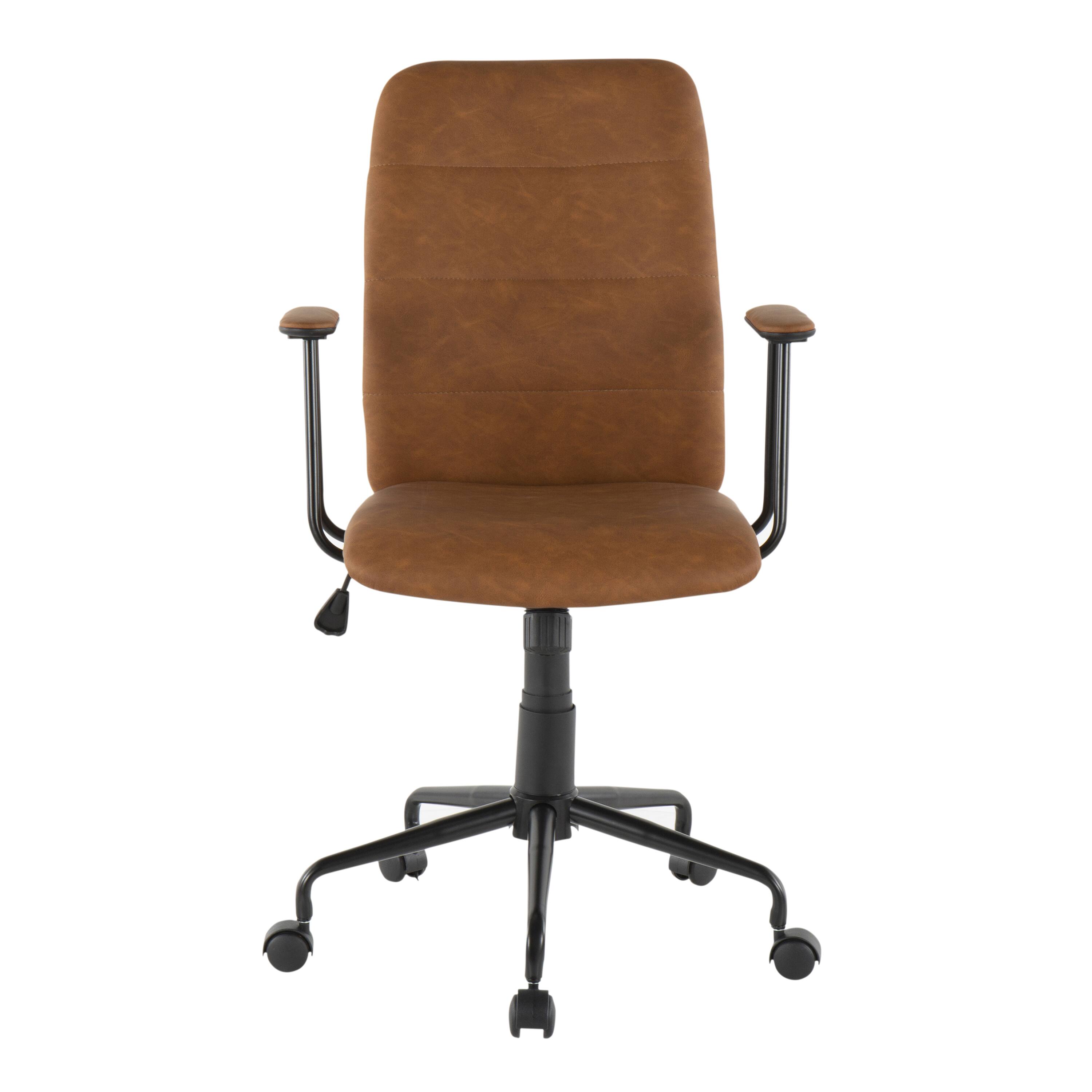 Alt View 1. APRILSOUL - Fredrick Contemporary Office Chair in Brown Faux Leather by Lumisource - Brown.