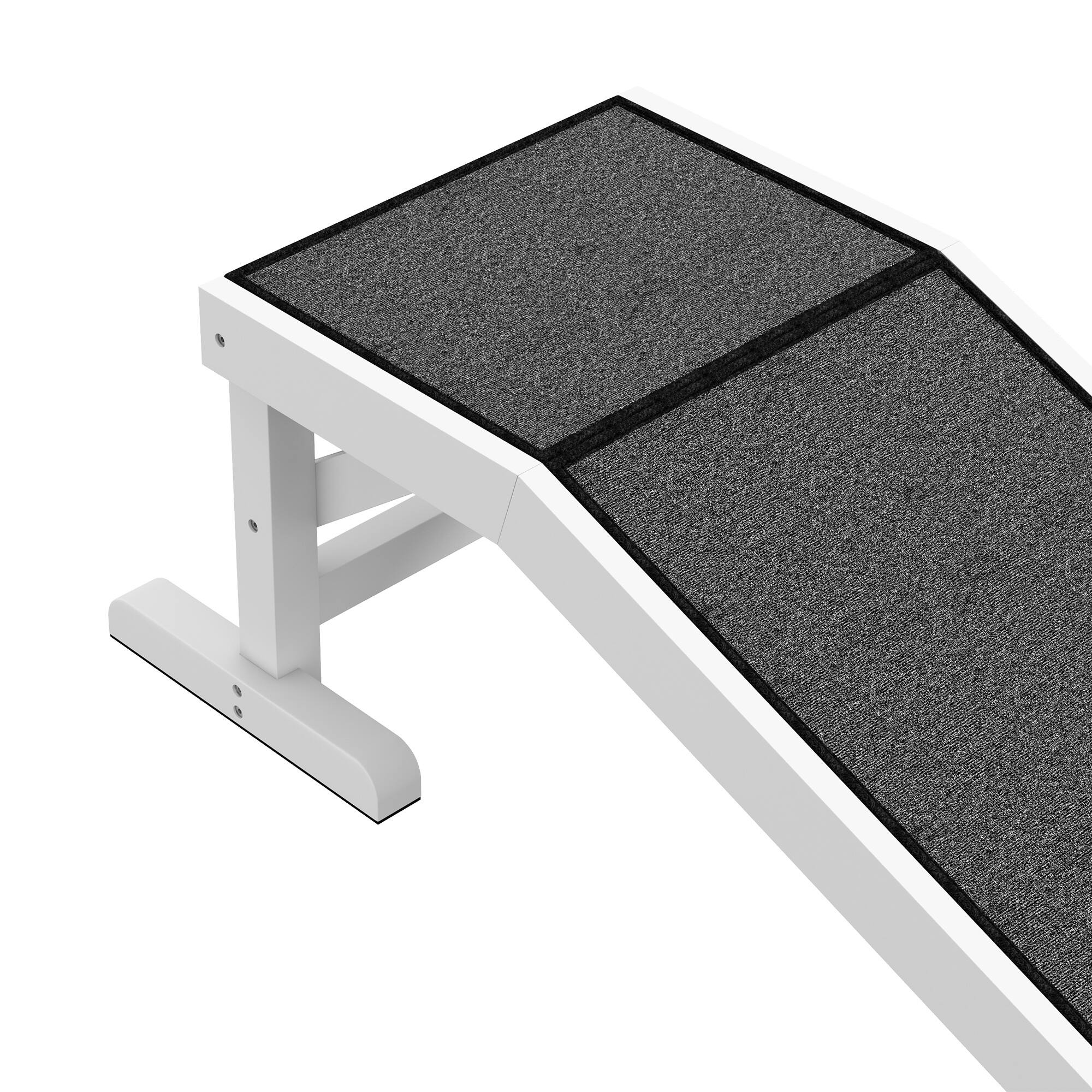 Alt View 4. Pawhut - Dog Ramp for Bed, Pet Ramp for Dogs with Non-Slip Carpet and Top Platform, 49" x 16" x 14" - White.