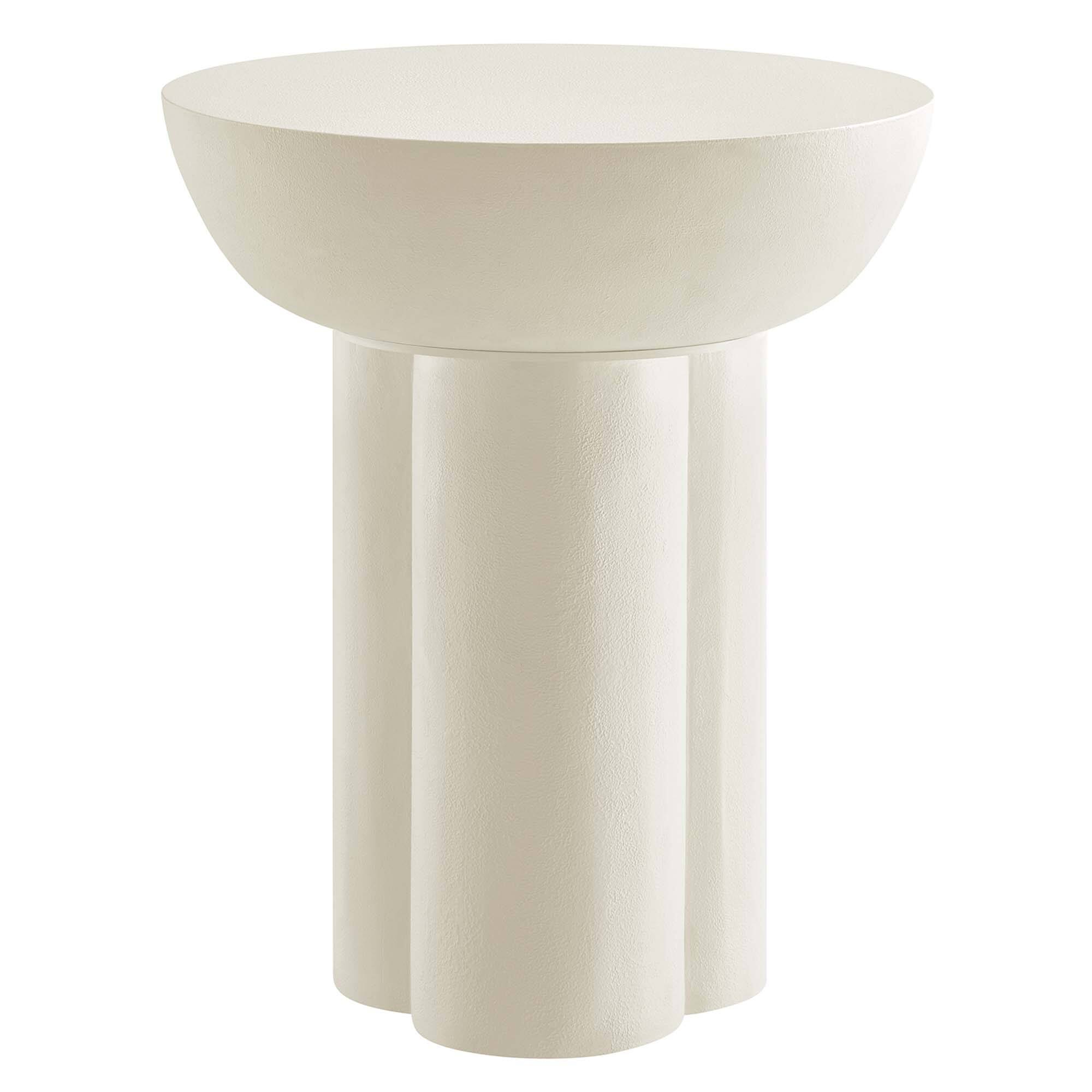 Angle. Modway - Caspian Round Concrete Side Table by Modway - White.