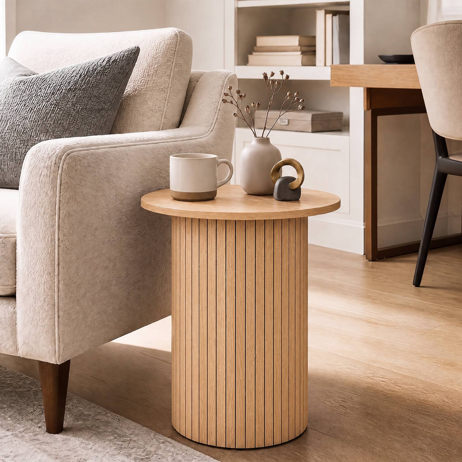 Alt View 3. Costway - Costway 1 PCS Modern Small Wooden Accent Nightstand with Non-Slip Foot Pads for Small Spaces - Natural.