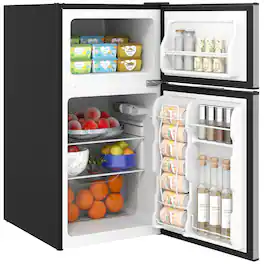 Homcom - 3.2 Cu.Ft Mini Freezer, Double Door Compact Refrigerator with Adjustable Thermostat for Bedroom, Home Office - Black