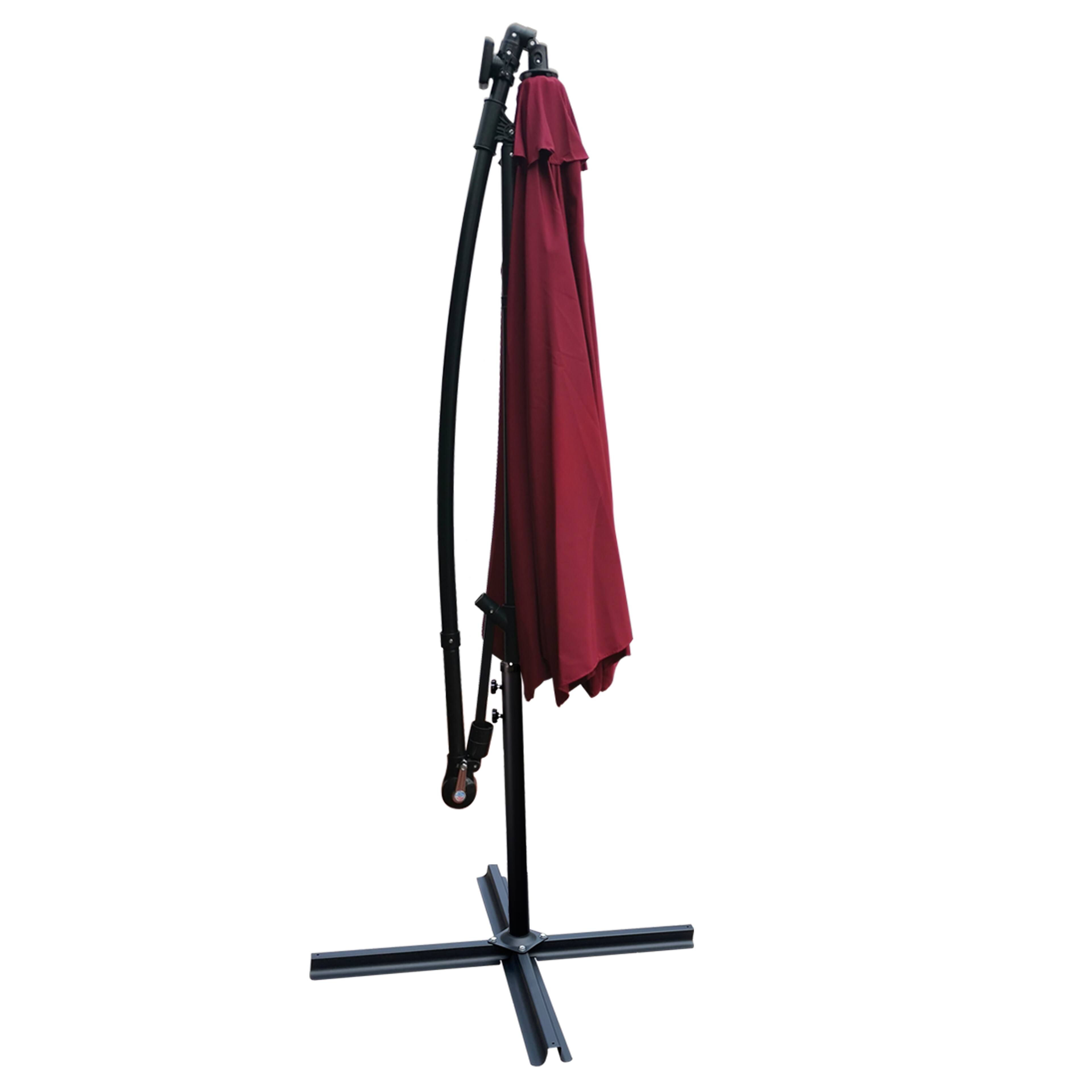 Alt View 6. Ecooso - 10 ft Outdoor Patio Umbrella Solar Powered LED Lighted， 8 Ribs Umbrella with Crank and Cross Base，Garden Deck Backyard - Burgundy.