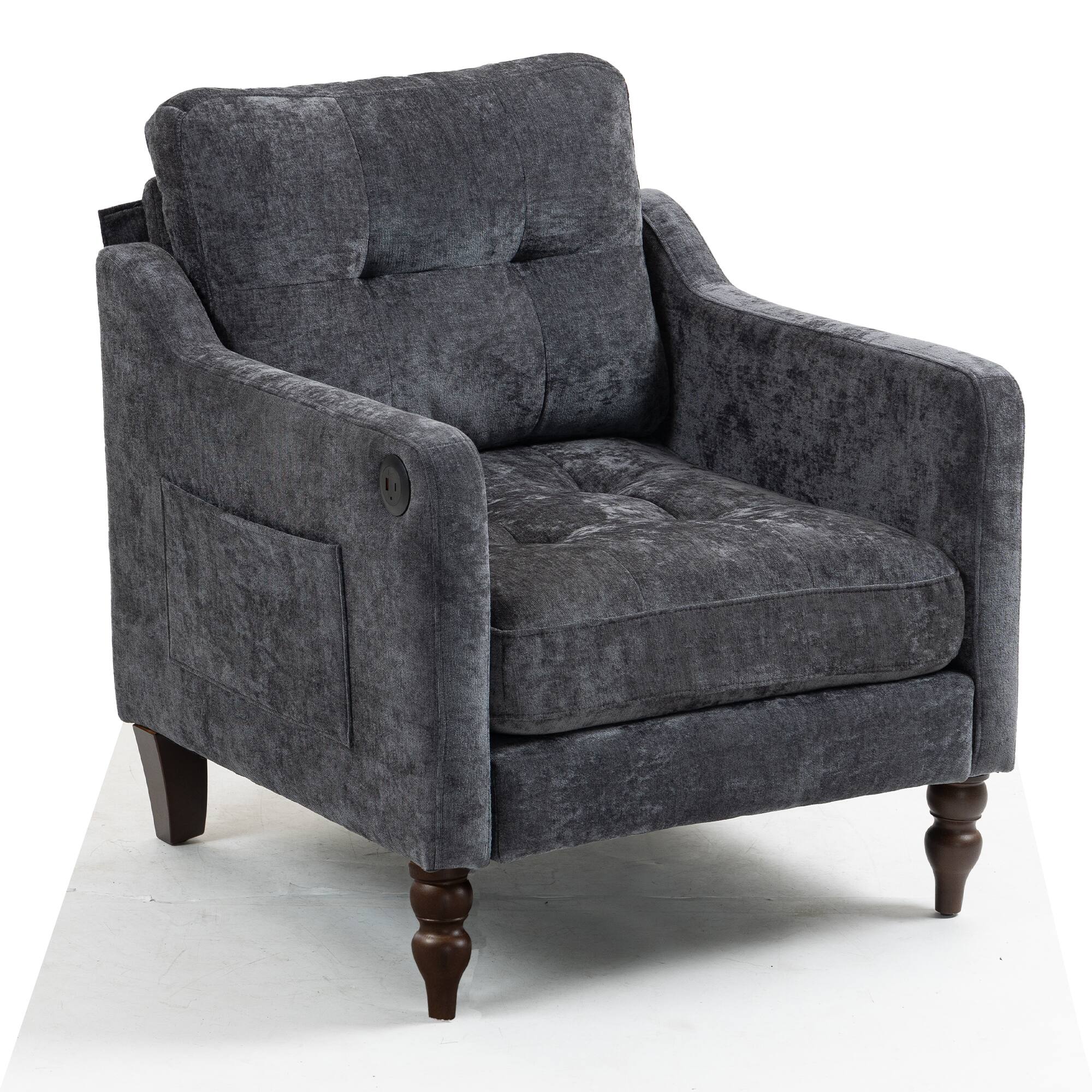 Alt View 6. APRILSOUL - Accent Comfy Chenille Chair Comfy Upholstered Arm Chair Storage for Living Room Bedroom - GREY.
