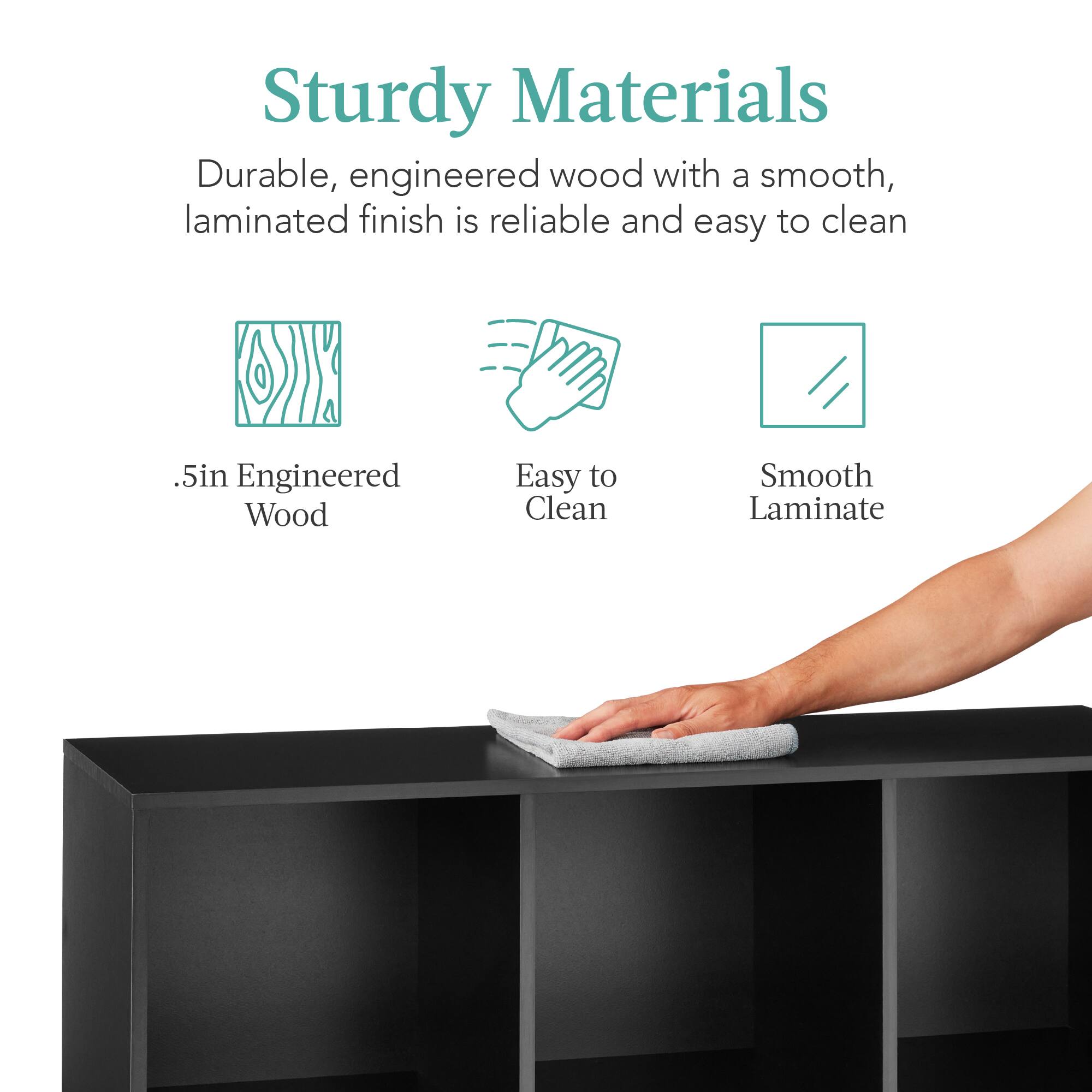 Sturdy Materials: Durable, engineered wood with a smooth, laminated finish is reliable and easy to clean. 

- .5in Engineered Wood
- Easy to Clean
- Smooth Laminate
