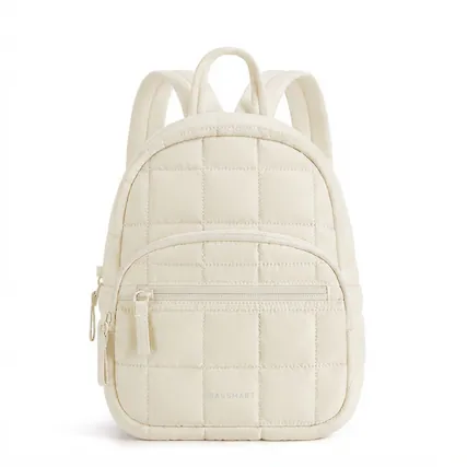 Front. Bagsmart - Backpack Purses for Women,Lightweight Quilted Mini Backpack,Water-resistant Puffer Small Daily Backpack Fashion Bookbag - Cream.