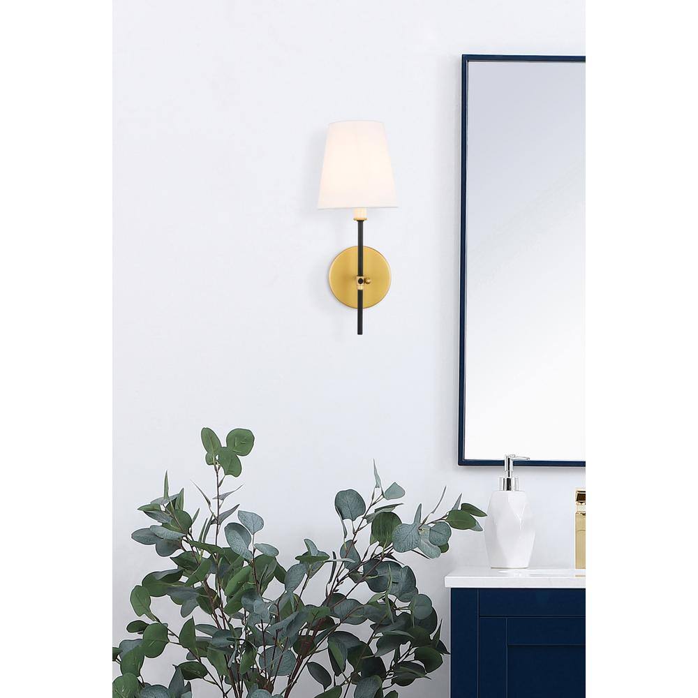 Living District - Mel 1 light wall sconce - Brass And Black And White Shade price history on PriceWatchPro
