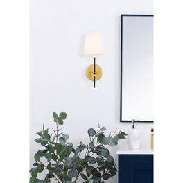 Living District - Mel 1 light wall sconce - Brass And Black And White Shade