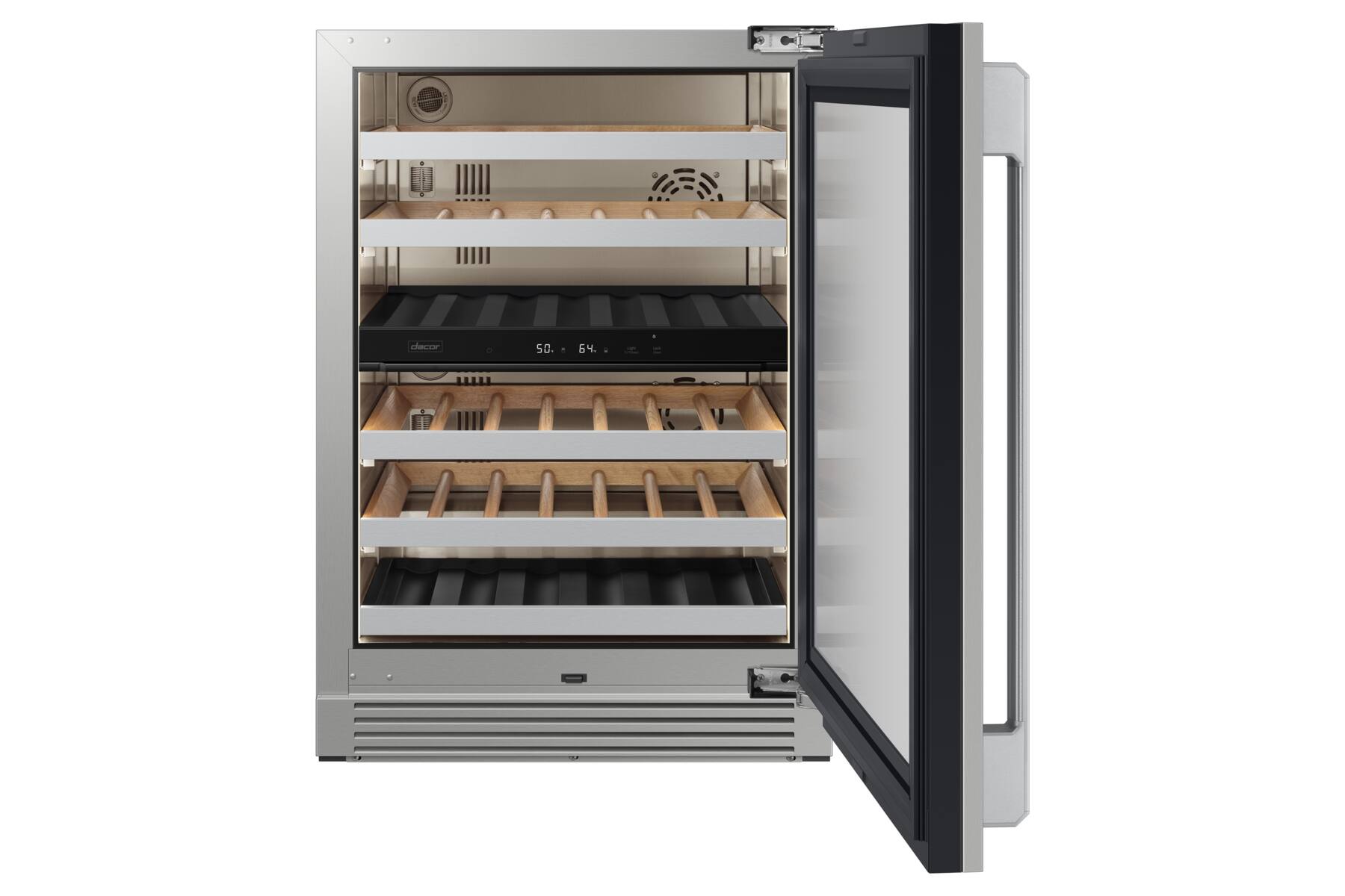 The text on the image reads "facor S0.64." This could be a reference to a specific model or feature of the wine refrigerator.