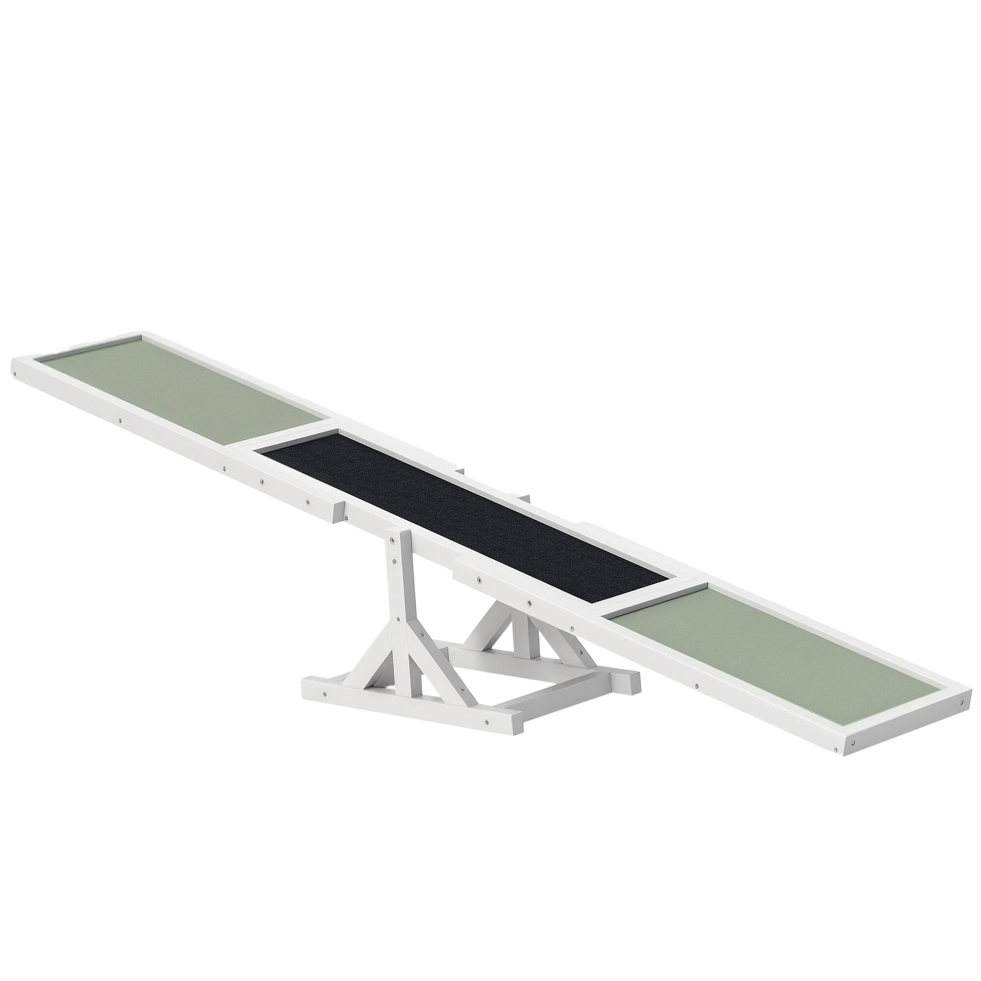Front. Pawhut - Wooden Dog Agility Seesaw, Training Exercise, Platform Equipment, Weather Resistant, 71" L x 12" W x 12" H - White.