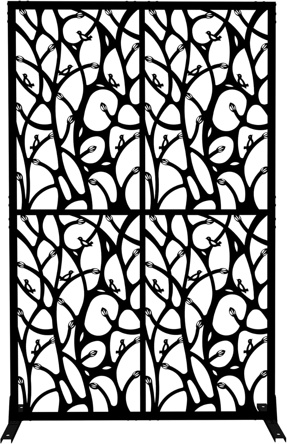 Alt View 5. MOOSOO - Metal Privacy Fence Screen 72x45.3"– Freestanding Decorative Outdoor & Indoor Room Divider Screen with Bird Pattern - Black.