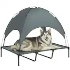 Front. Pawhut - 48" x 36" Elevated Portable Dog Cot Cooling Pet Bed with UV Protection Canopy - Grey.