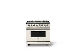 Viking - 36 in. Wide 6 Burner Pro5S 5.6 Cu. Ft. Freestanding Sealed Dual Fuel Convection Range - Pure White - Pure White