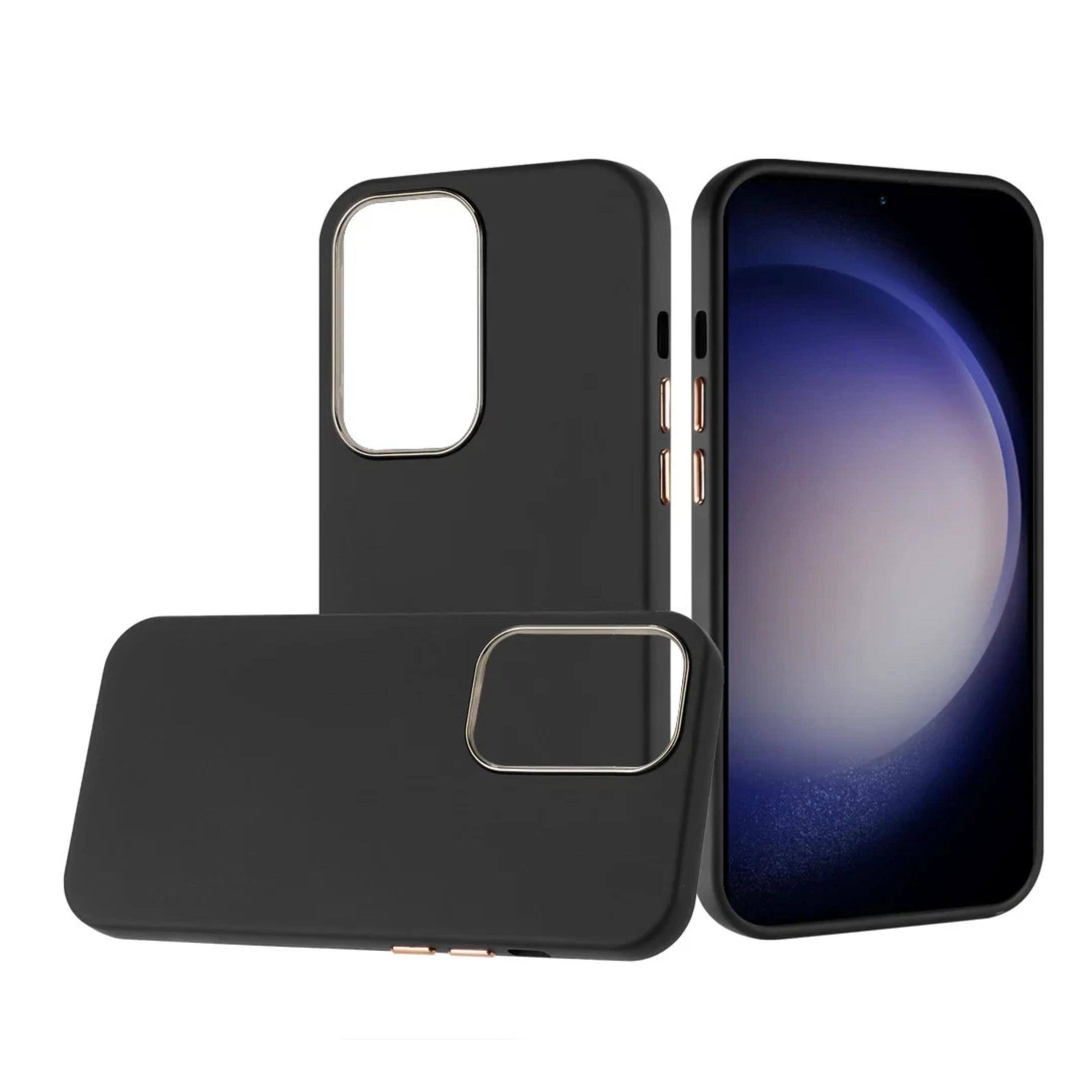 Angle. Kitcheniva - Soft Premium Phone Cover With Chromed buttons For Samsung Galaxy S24+ Plus Black - Black.