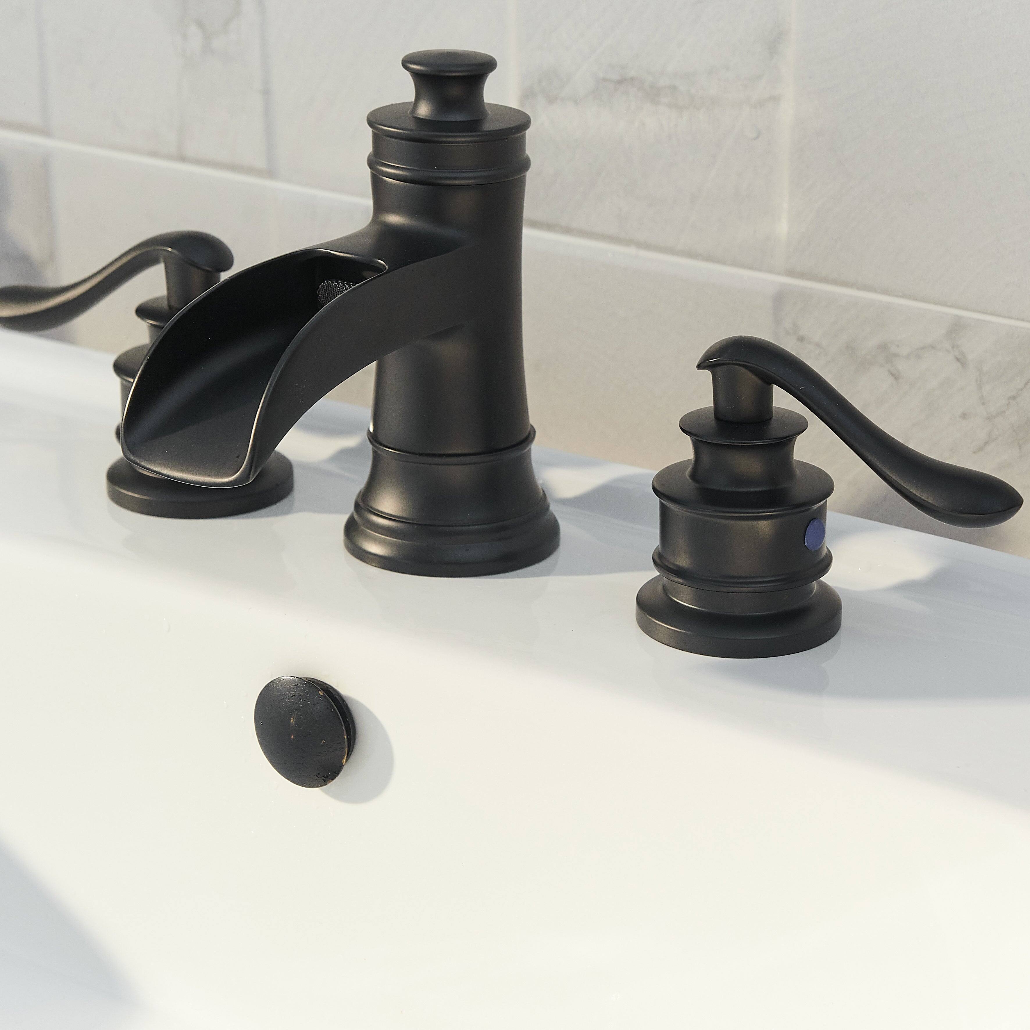 Alt View 10. Boyel Living - Waterfall 8 in. Widespread 2-Handle Bathroom Faucet with Pop-up Drain Assembly in Matte Black - Matte Black.