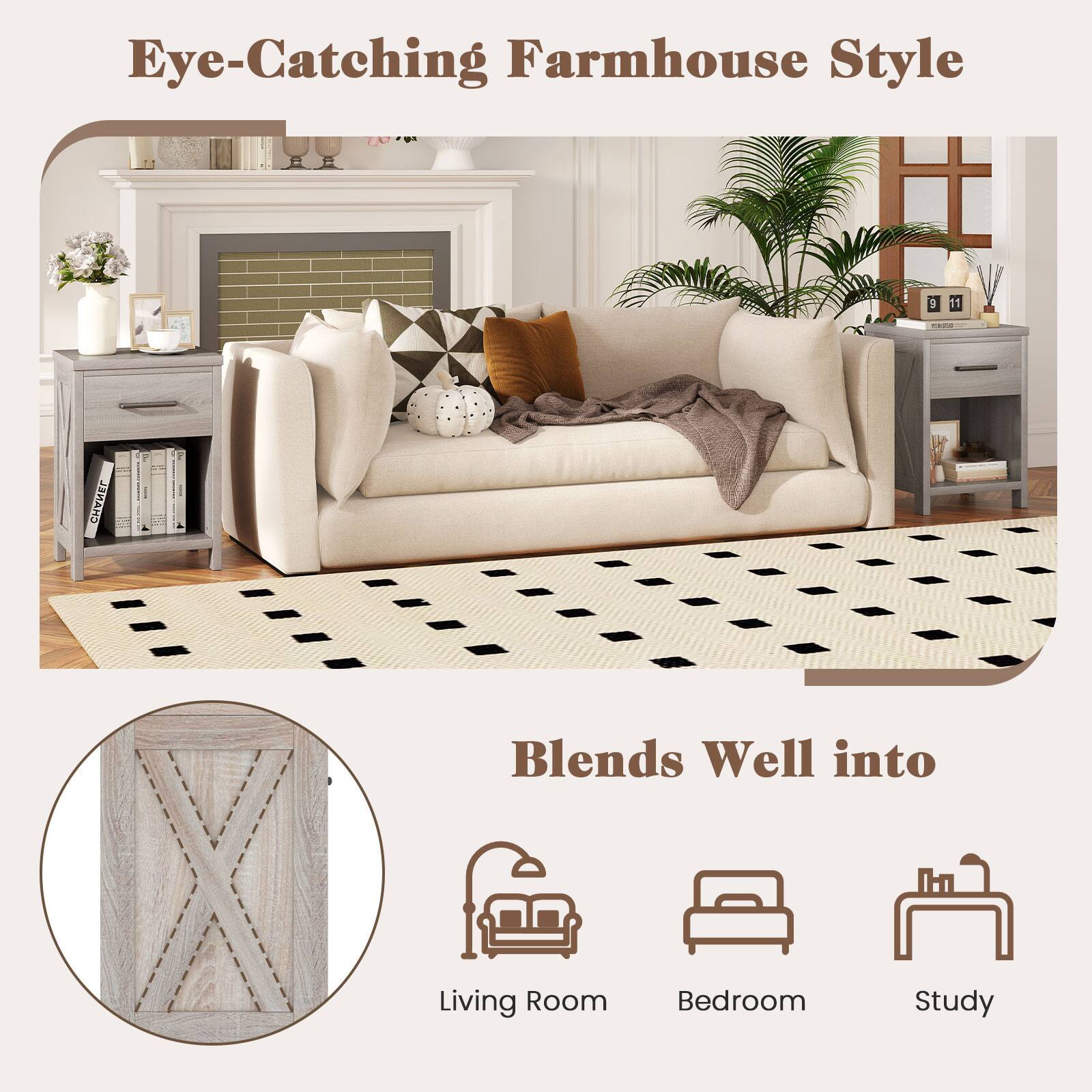 Eye-Catching Farmhouse Style

Blends Well into

Living Room Bedroom Study