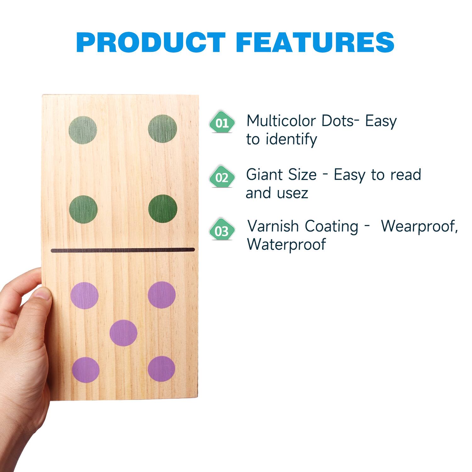 PRODUCT FEATURES
01 Multicolor Dots- Easy to identify
02 Giant Size - Easy to read and usez
03 Varnish Coating - Wearproof, Waterproof