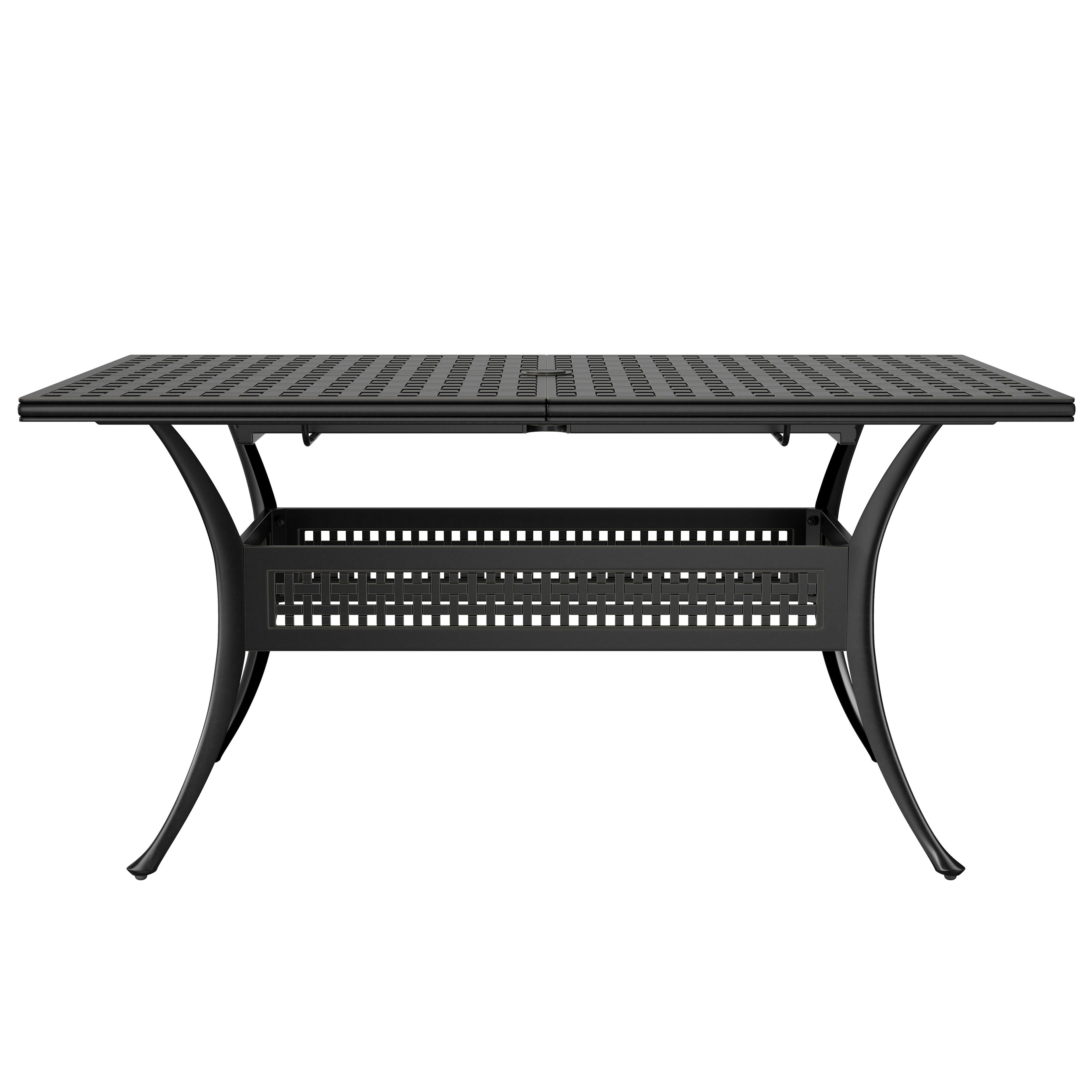 Alt View 2. Mondawe - Extendable Cast Aluminum Outdoor Dining Table - Black.
