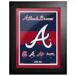 Mustang Drinkware - Atlanta Braves 12'' x 16'' Team Logos to History Framed Artwork - Multicolor
