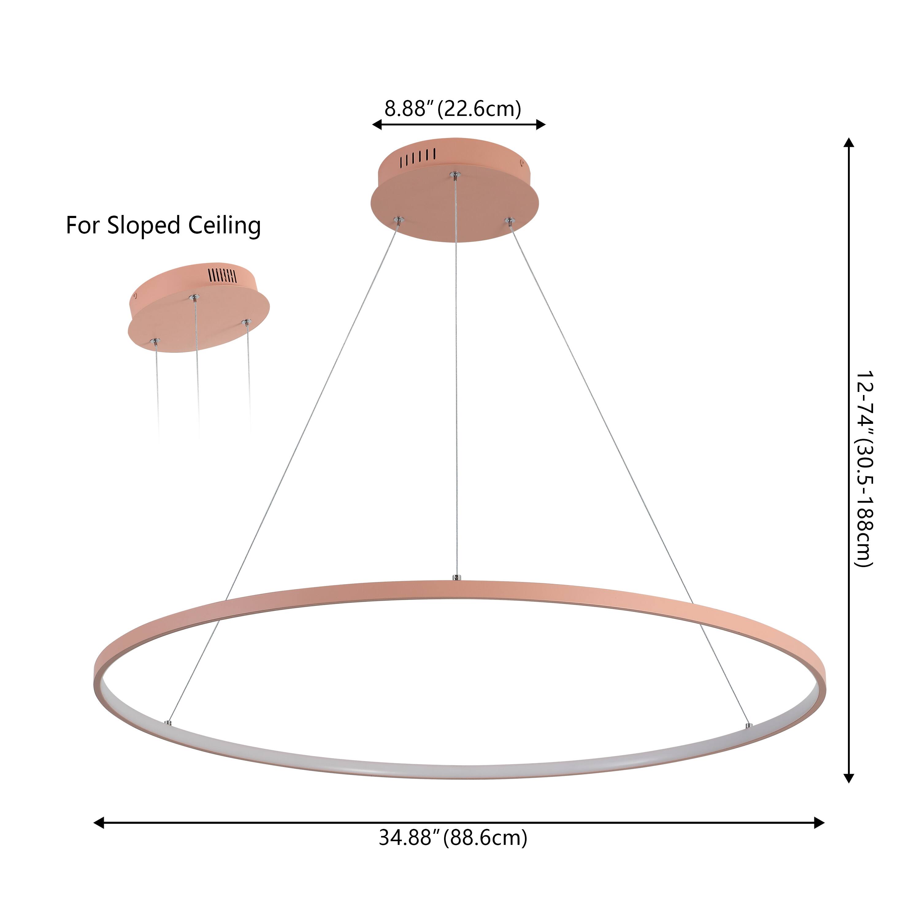 8.88" (22.6cm) For Sloped Ceiling  
12-74" (30.5-188cm)  
34.88" (88.6cm)