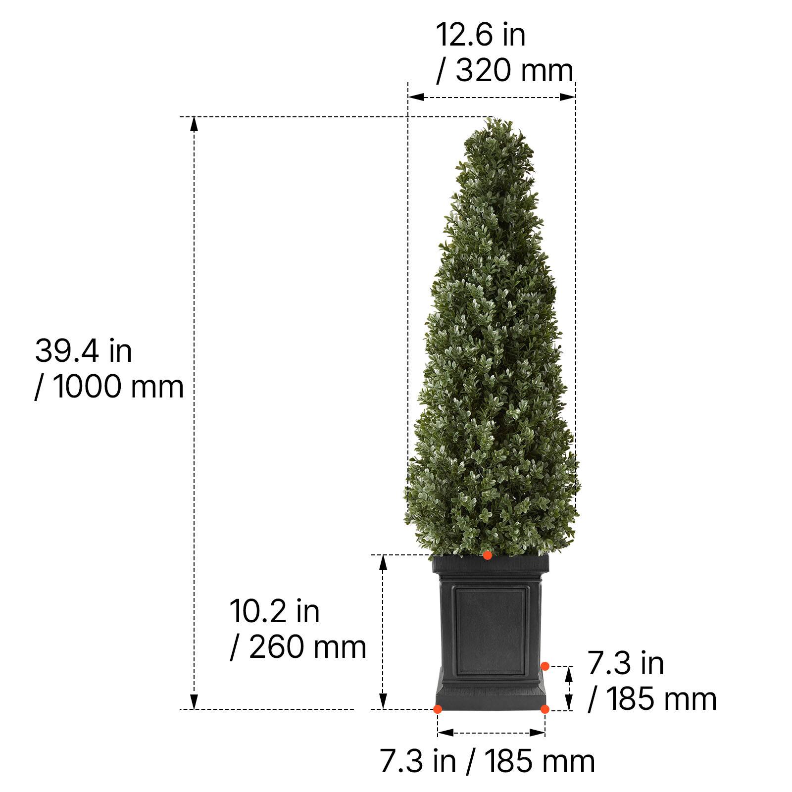 12.6 in / 320 mm  
39.4 in / 1000 mm  
10.2 in / 260 mm  
7.3 in / 185 mm