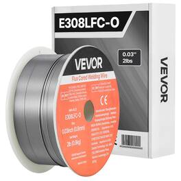VEVOR - Flux Core MIG Welding Wire, E308LFC-O 0.03-inch 2 LBS, Gasless Stainless Steel Welding Wire with Low Spatter - Gray