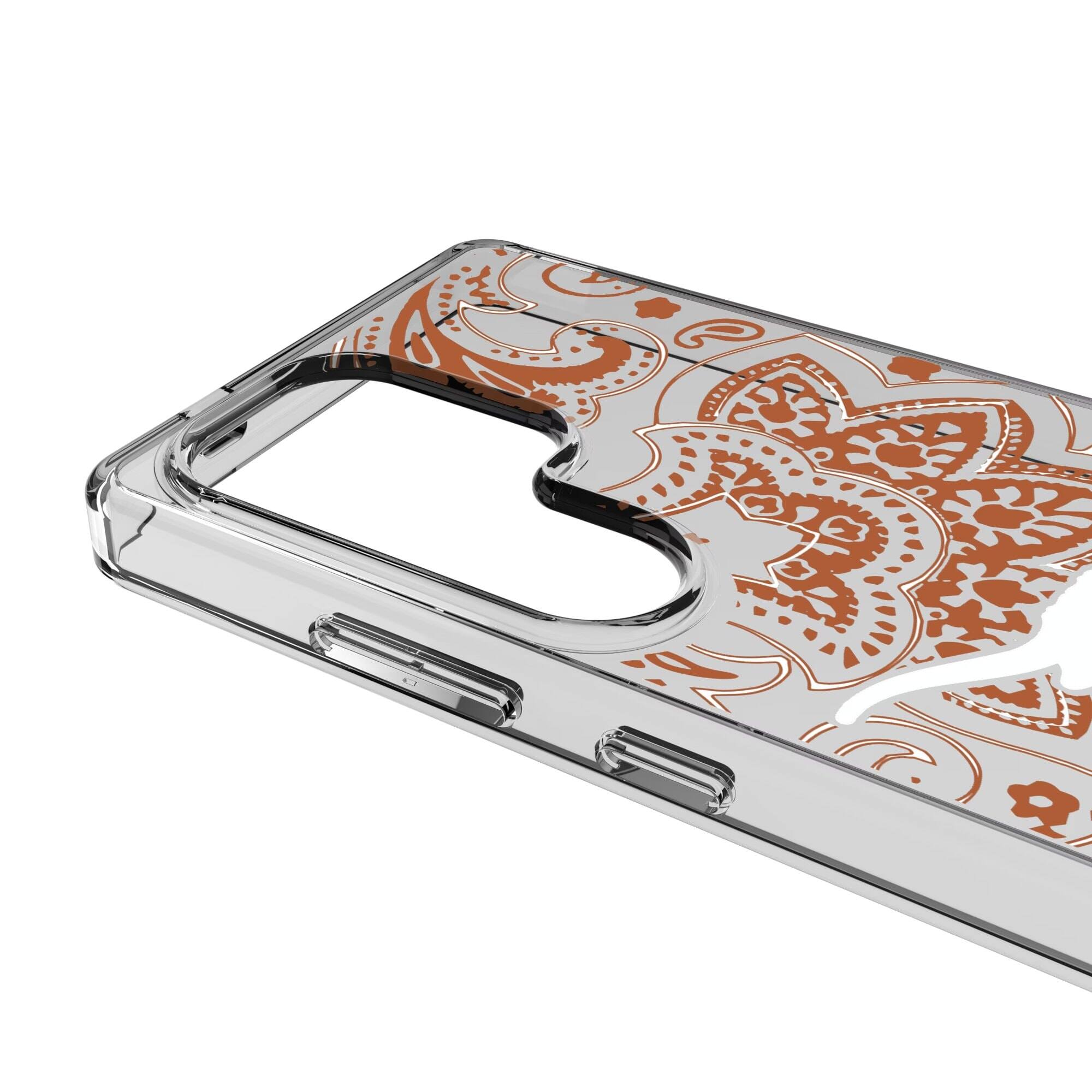 Alt View 2. Keyscaper - Texas Longhorns Paisley Galaxy Clear Case - S24 - Multicolor.