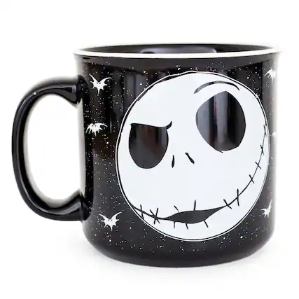Front. Disney - Disney The Nightmare Before Christmas Jack Face Ceramic Camper Mug | 20 Ounces - Black.