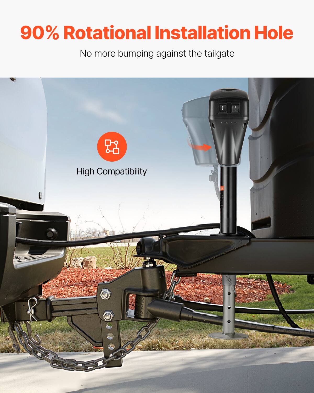 90% Rotational Installation Hole  
No more bumping against the tailgate  
High Compatibility