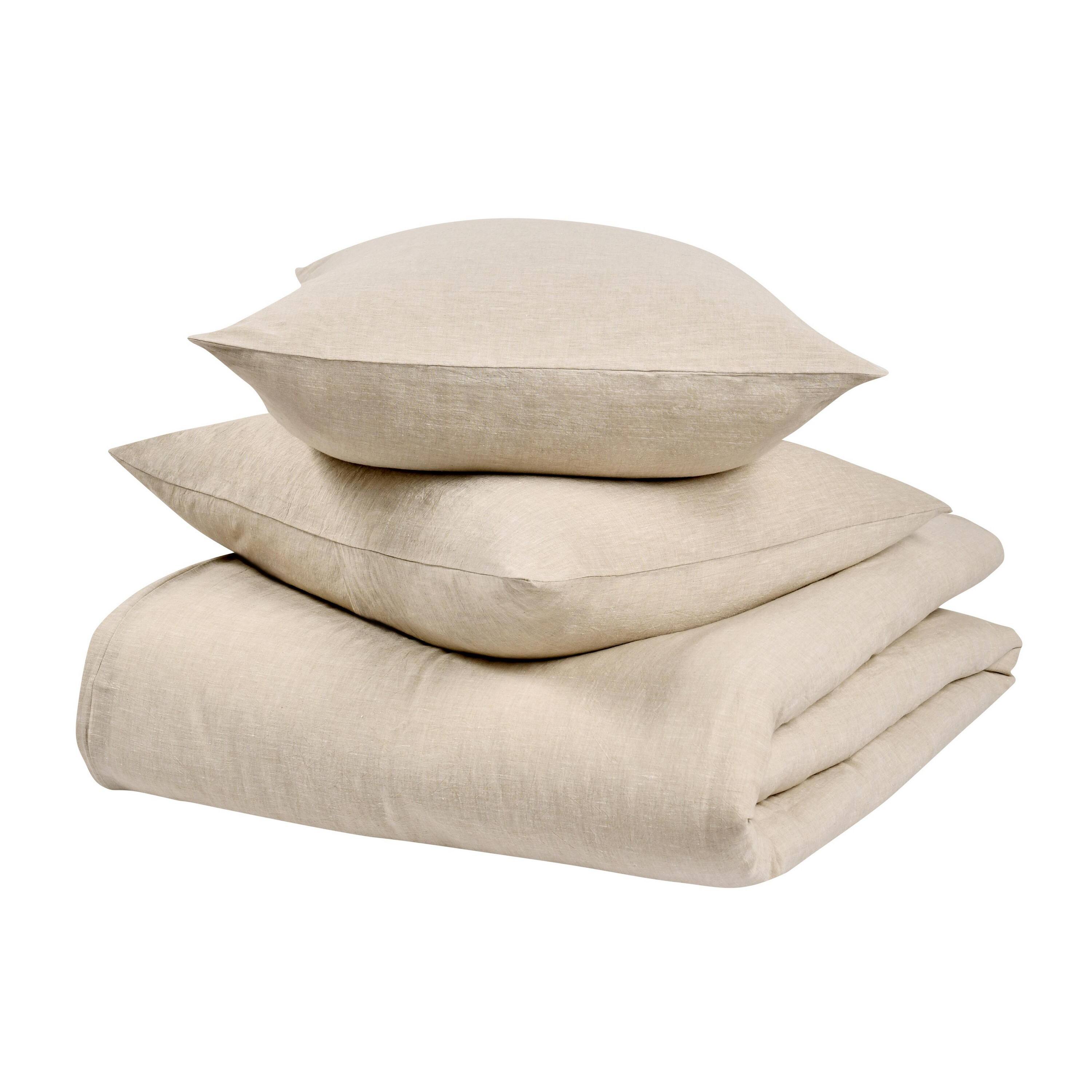 Front. Manhattan Lane - Savi Queen Size Cashmere Duvet Cover, Hand Stitched,  Cotton Linen - Beige.