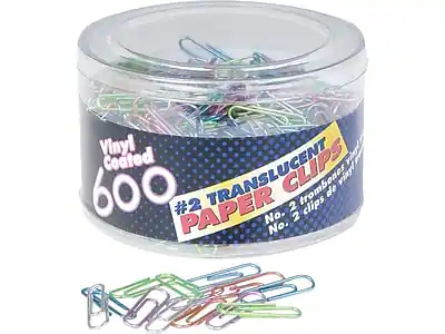 Officemate Paper Clips, #2, 600/Tub Translucent Assorted Colors 97211 ...