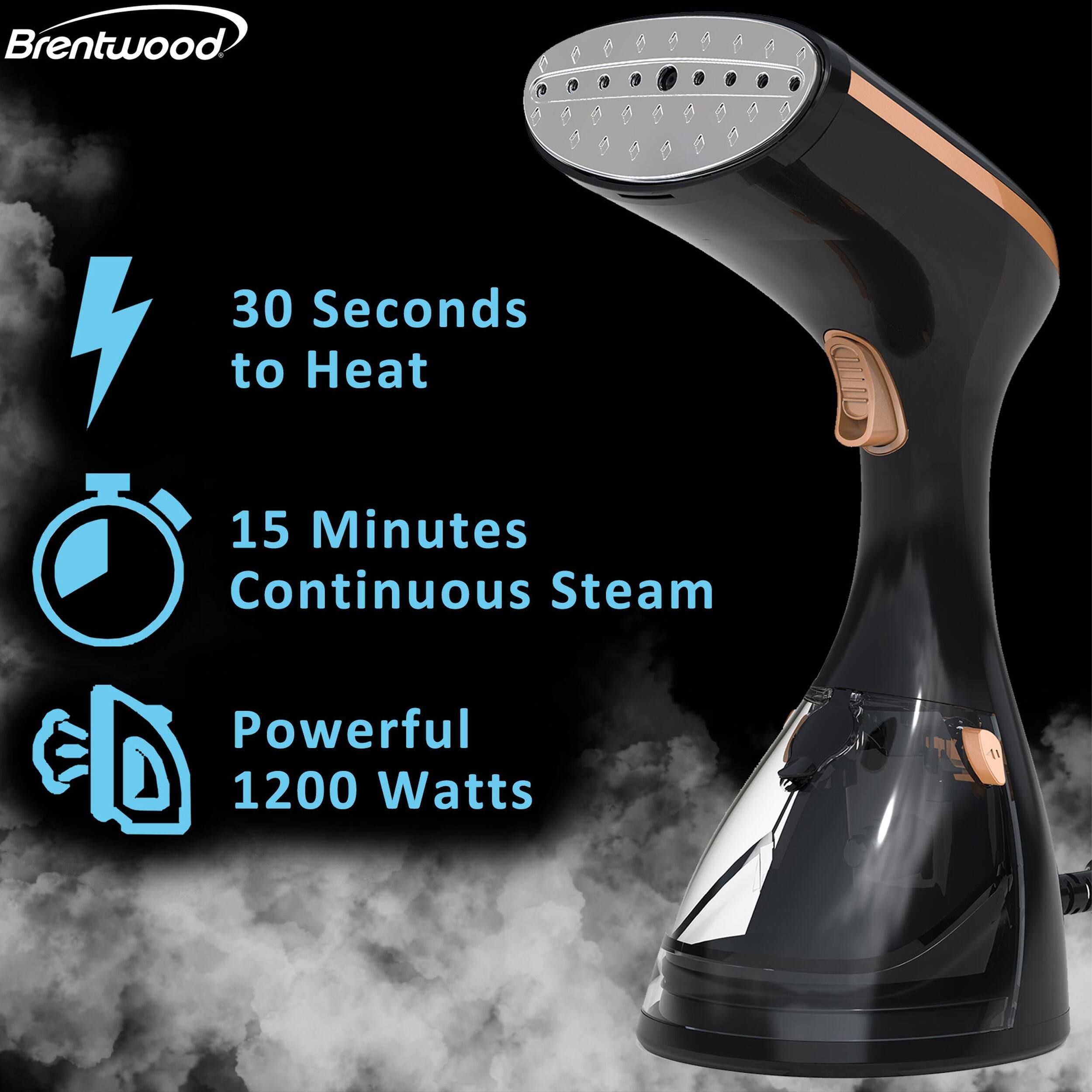 Brentwood

30 Seconds to Heat  
15 Minutes Continuous Steam  
Powerful 1200 Watts