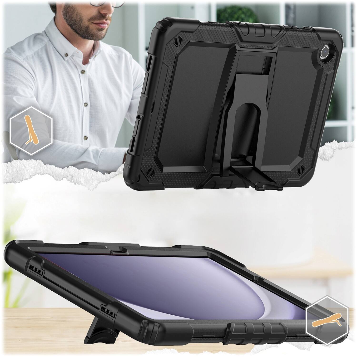 Alt View 14. SaharaCase - DEFENSE Series Case for Samsung Galaxy Tab A9+ - Black.