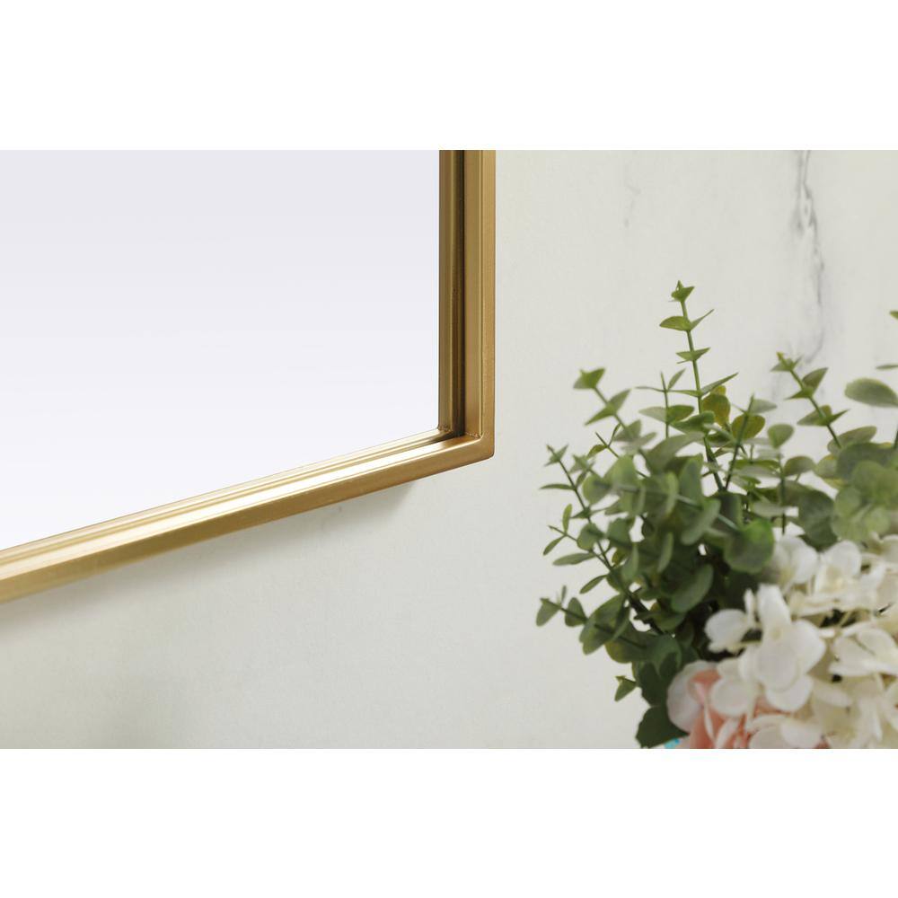 Back. Elegant Decor - Metal Frame Arch Mirror 40x34 Inch in Brass - Brass.
