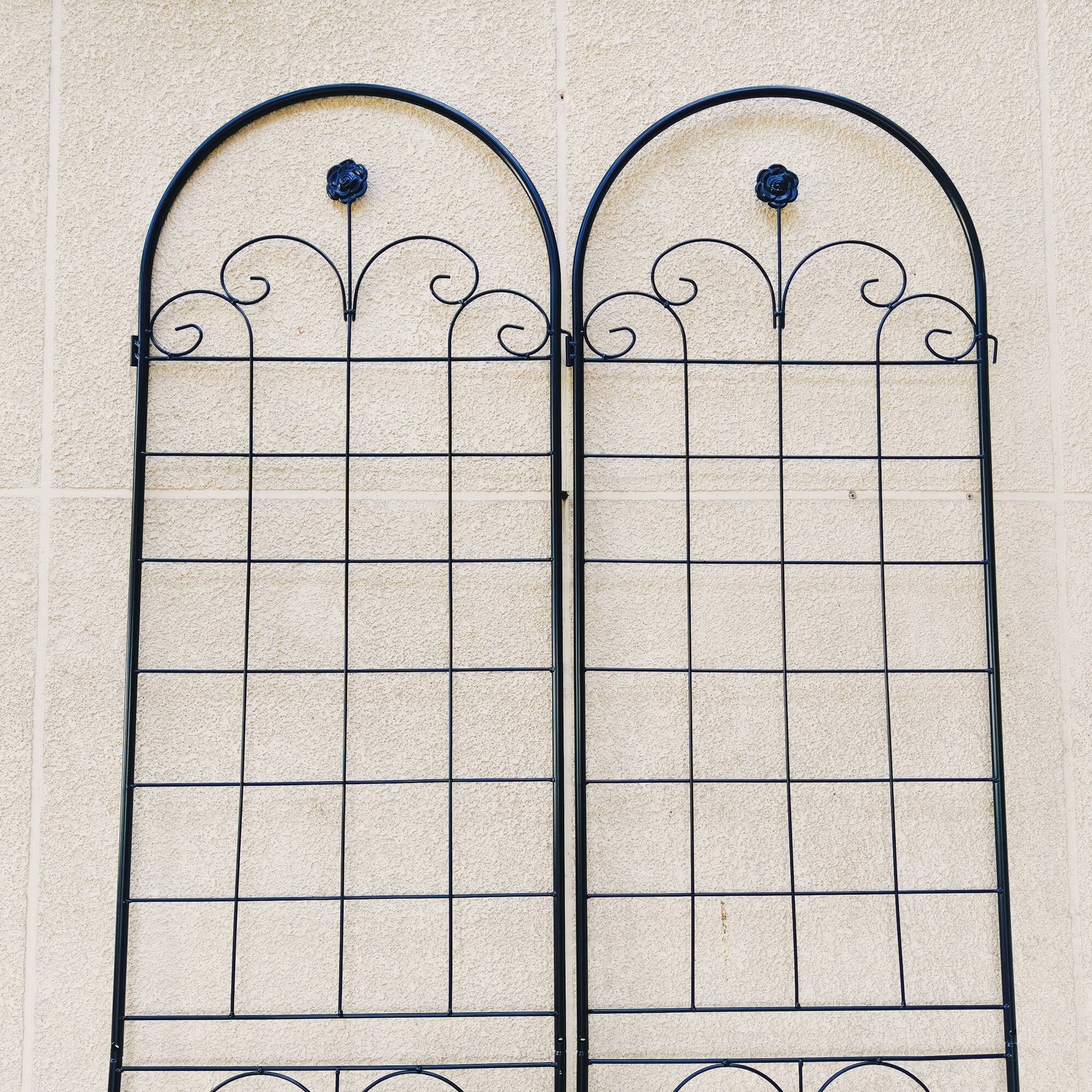 Back. Loheer - 7.2 x 1.6 ft 4 Pack Metal Garden Trellis - Rustproof Outdoor Plant Support.