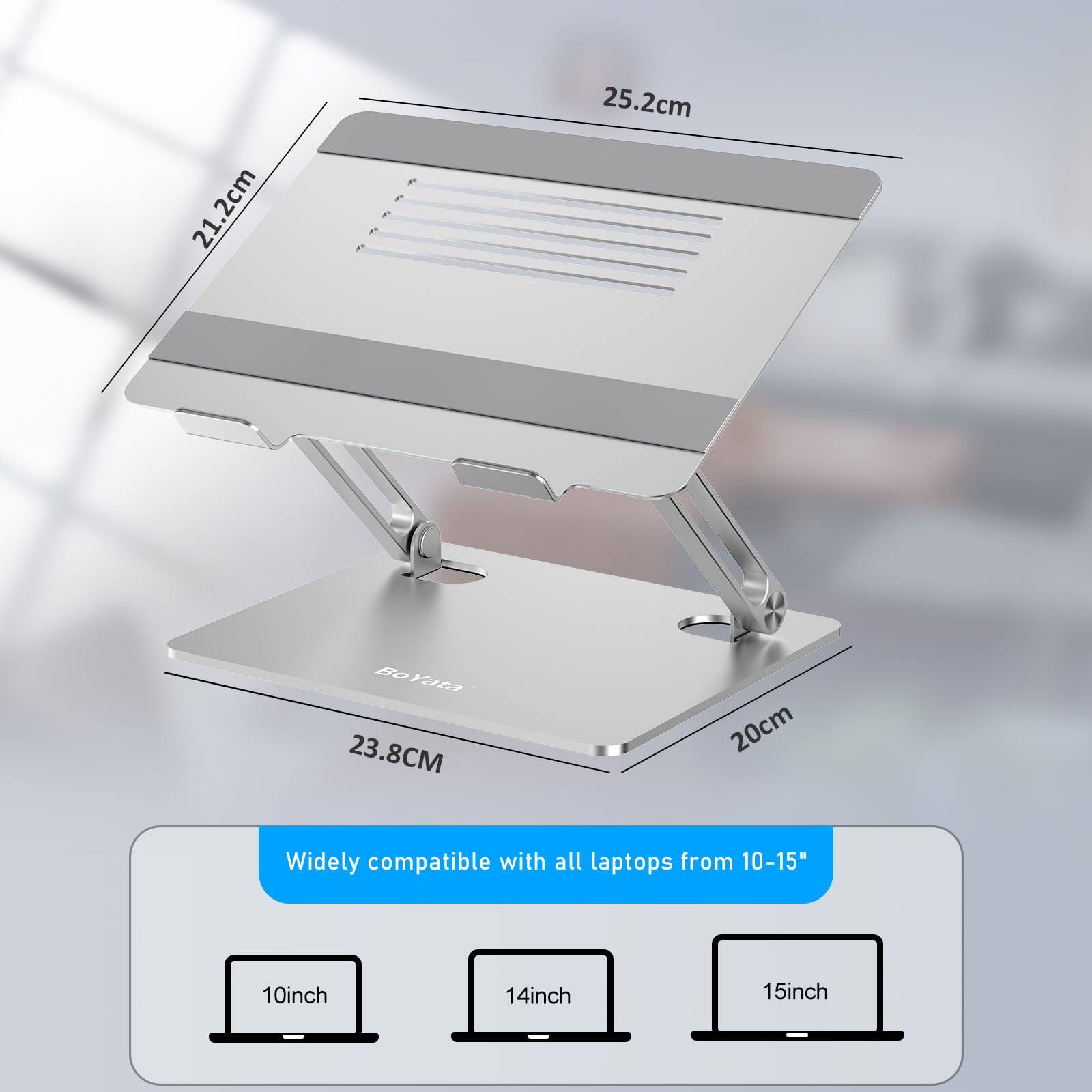 21.2cm x 25.2cm  
23.8cm x 20cm  

Widely compatible with all laptops from 10-15"  
10inch, 14inch, 15inch