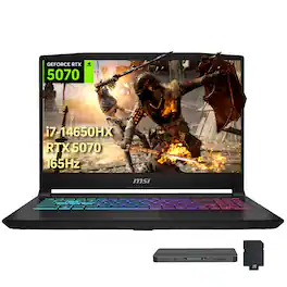 MSI - Katana 15.6" QHD Gaming Laptop,Intel i7-14650HX,GeForce RTX 5070,16GB RAM,1TB SSD+1TB Dock Set,Win 11 Pro - Black