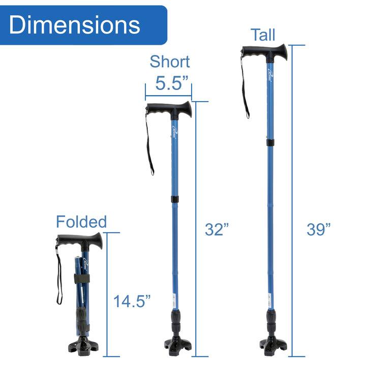 Dimensions  
- Short: 5.5"  
- Folded: 14.5"  
- Tall: 39"  
- Short: 32"