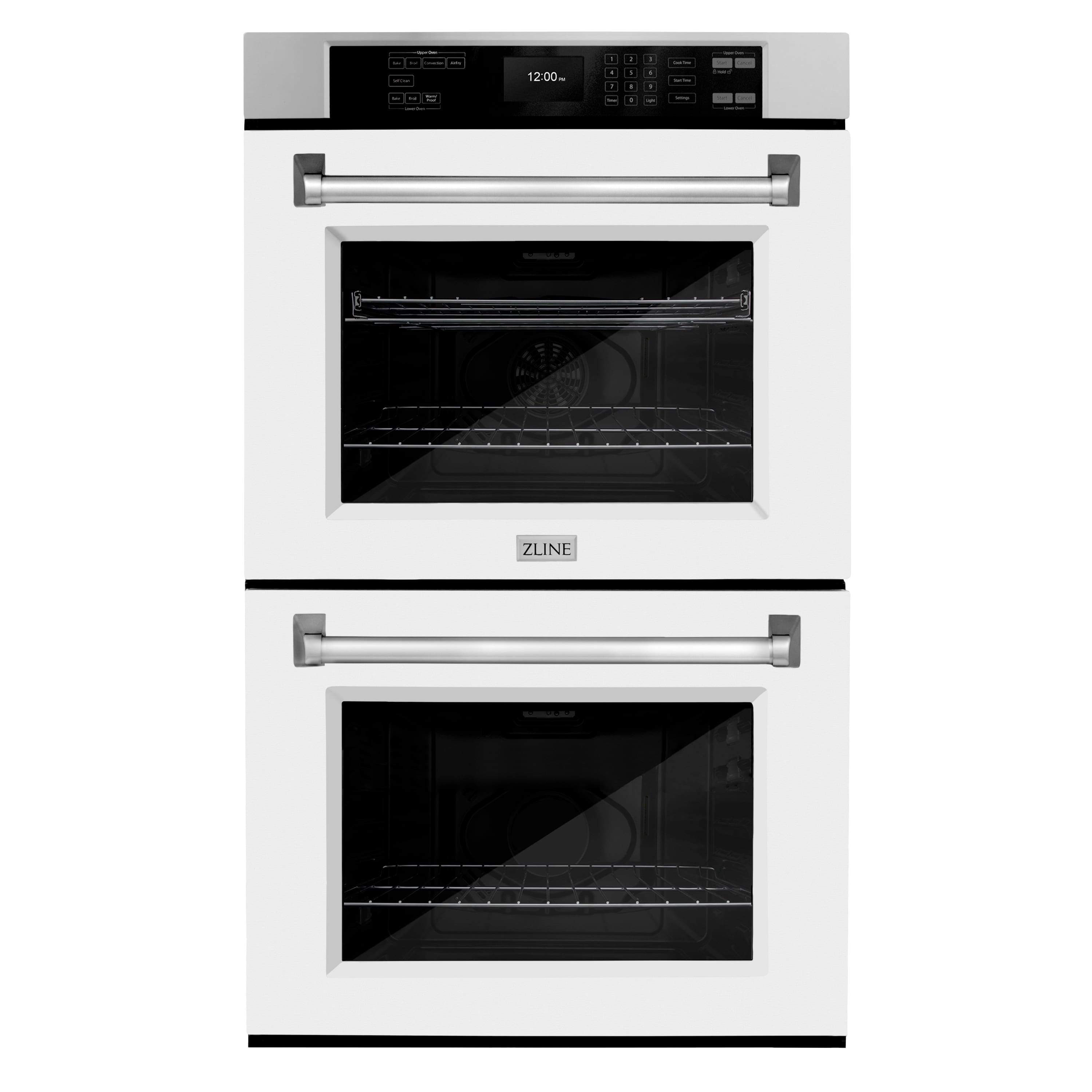 ZLINE - 30 in. Convection Double Wall Oven w/ Air Fry and Self Clean w/ White Matte Doors - Stainless Steel - Front_Zoom