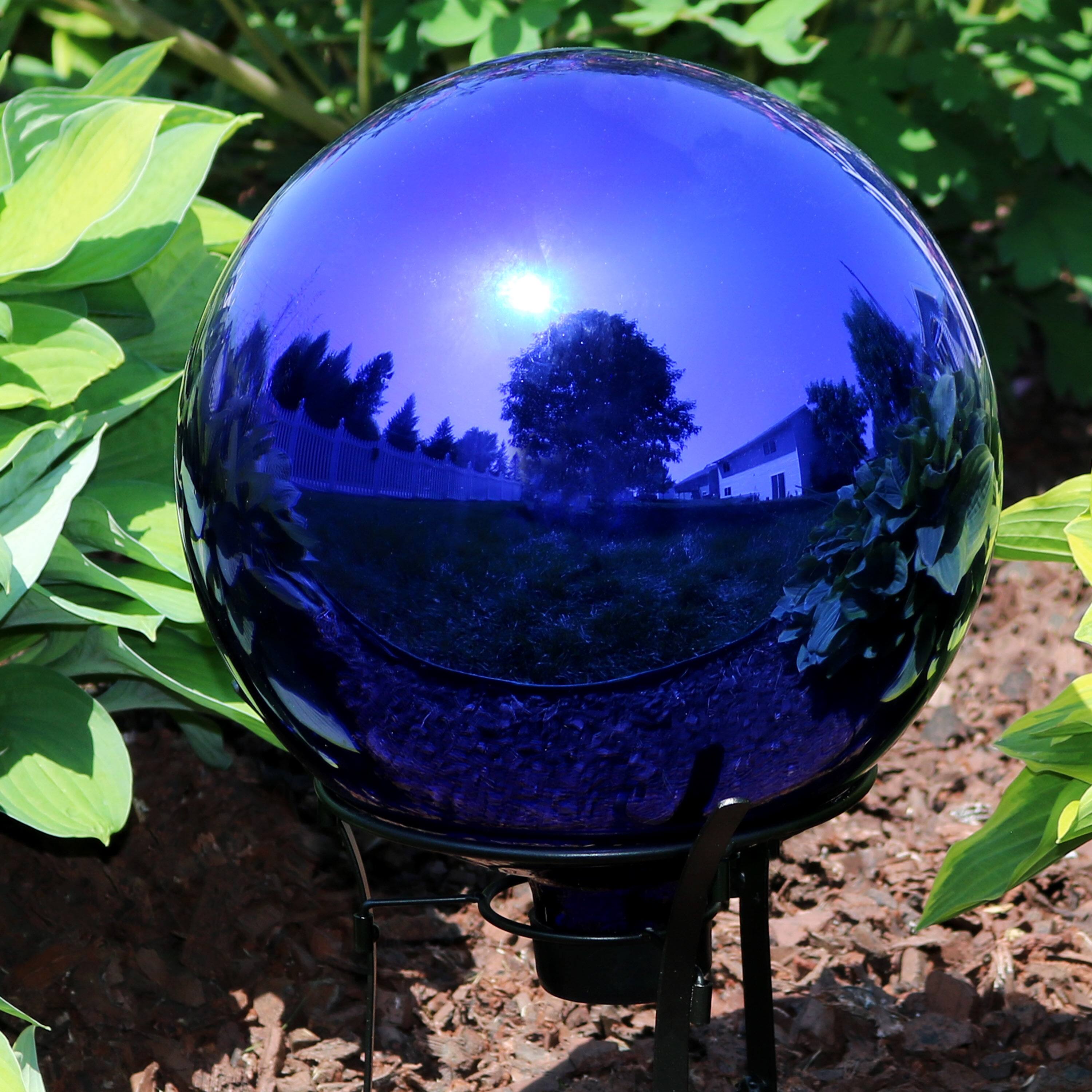 Alt View 3. Sunnydaze - Mirrored Surface Gazing Globe - 10 in - Blue.