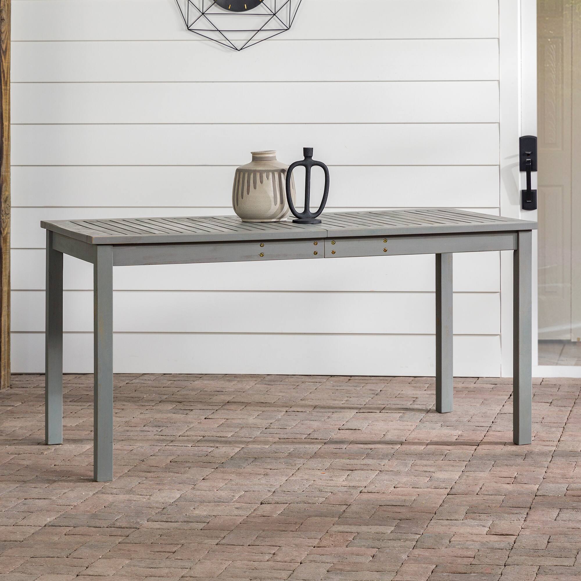 Walker Edison Everest Acacia Wood Outdoor Dining Table Gray Wash