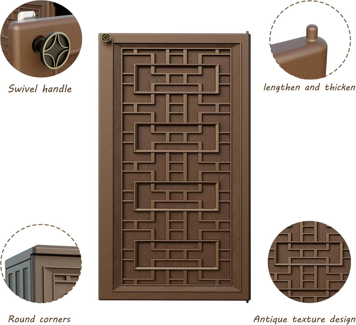 Swivel handle  
lengthen and thicken  
Round corners  
Antique texture design