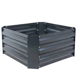 Sunnydaze - Galvanized Steel Square Raised Garden Bed - 24 in - Dark Gray