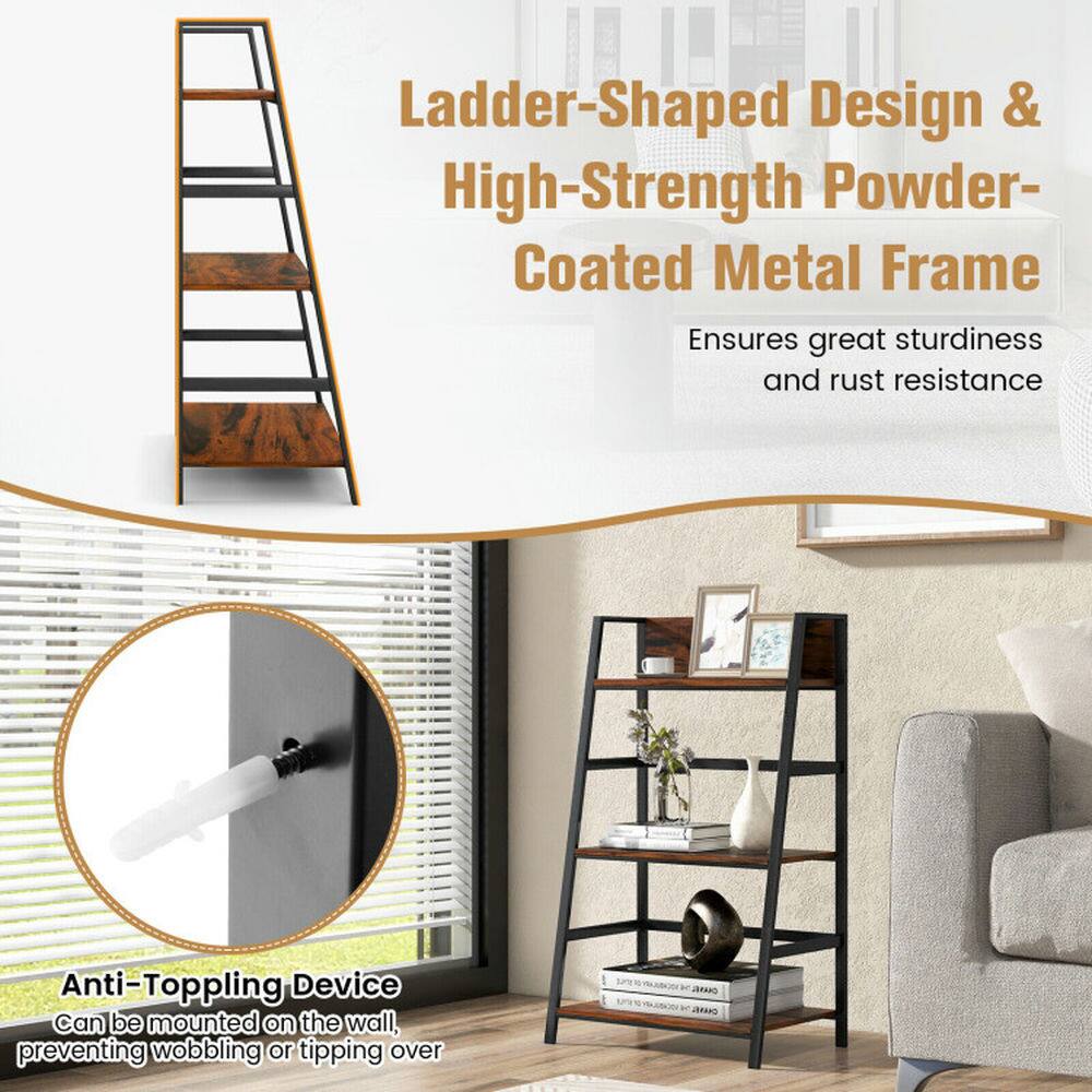 Ladder-Shaped Design & High-Strength Powder-Coated Metal Frame  
Ensures great sturdiness and rust resistance  

Anti-Toppling Device  
Can be mounted on the wall, preventing wobbling or tipping over