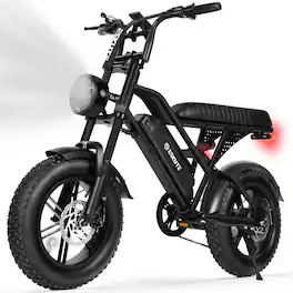 Eskute - 16" Fat Tires Electric Bike - 1500W Peak Motor, Up to 60-Mile Range, Dual Suspension - Black