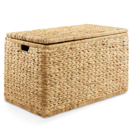 Front. Casafield - 30-in Storage Chest Trunk w Curved Lid - Safety Hinge - Water Hyacinth - Natural.
